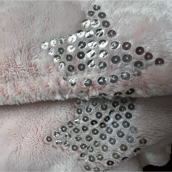 Long pink Plush Robe metallic silver stars small NWT - Picture 4 of 9